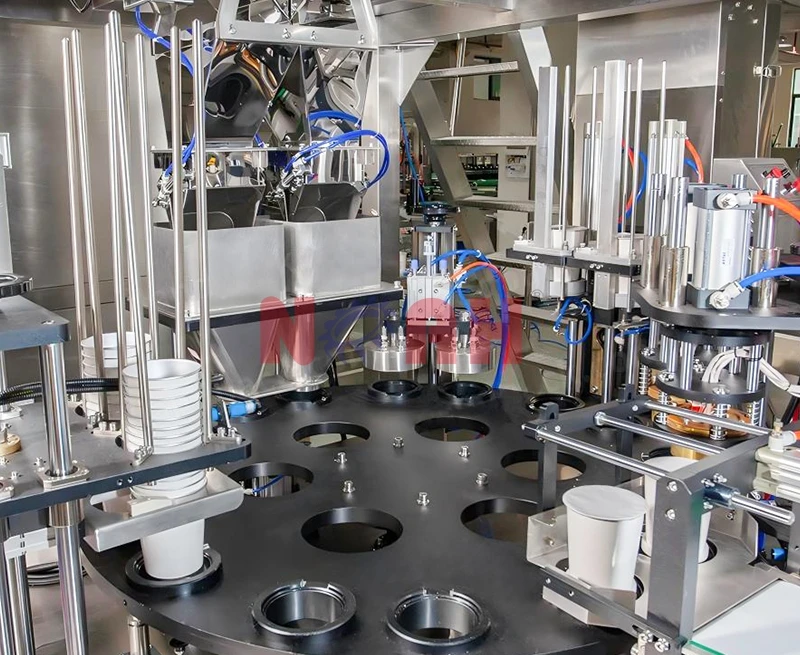 Automatic Snack Granule Cup Filling Sealing Machine Production Line